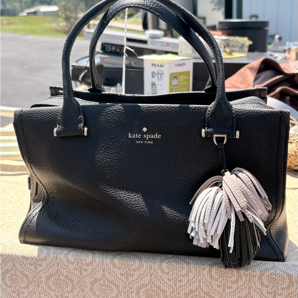 Kate Spade Black Satchel with Tassel Accent